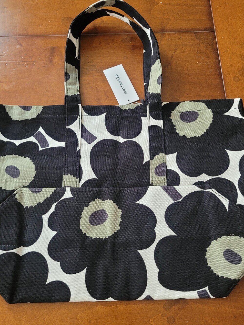 Marimekko Peruskassi Pieni Unikko Totebag Handbag Black NWT - Picture 5 of 7